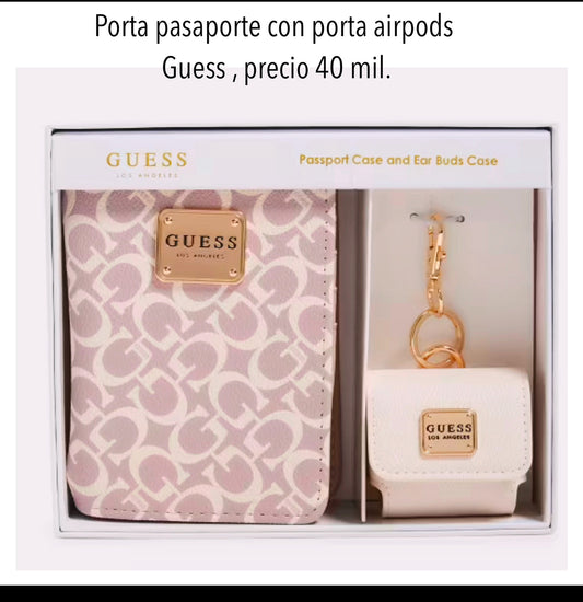 Porta Pasaporte Guess con porta airpods