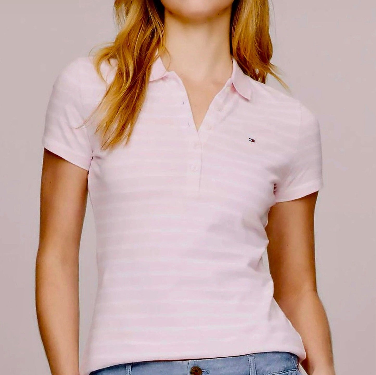 Blusa TH tipo polo rosado rayas