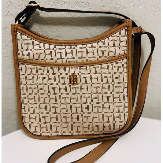 Bolso Manos Libres TH Beige camel estampado