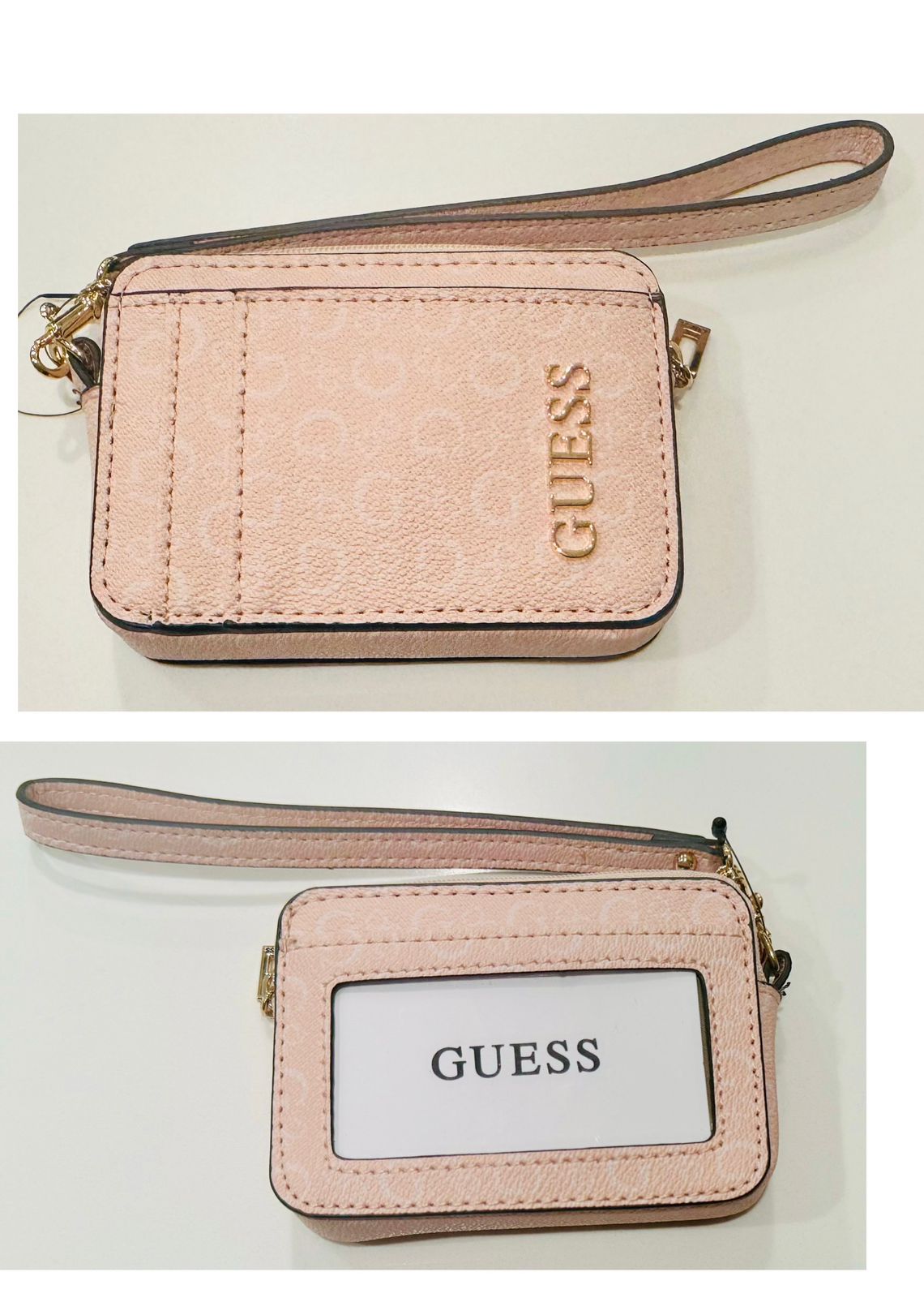 Tarjetero Guess con zipper palo rosa