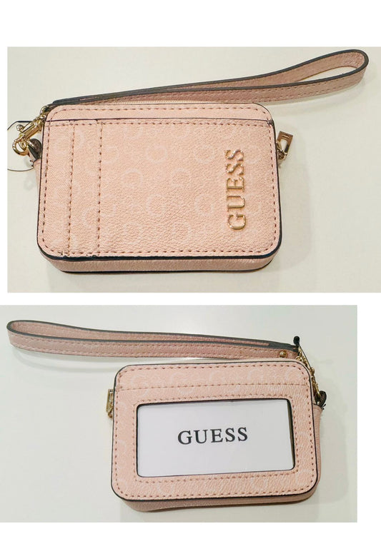Tarjetero Guess con zipper palo rosa